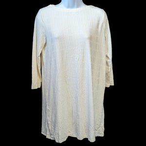 J Jill Wearever Collection Shirt Top Tunic Blouse Ivory Ecru Women's Size Small